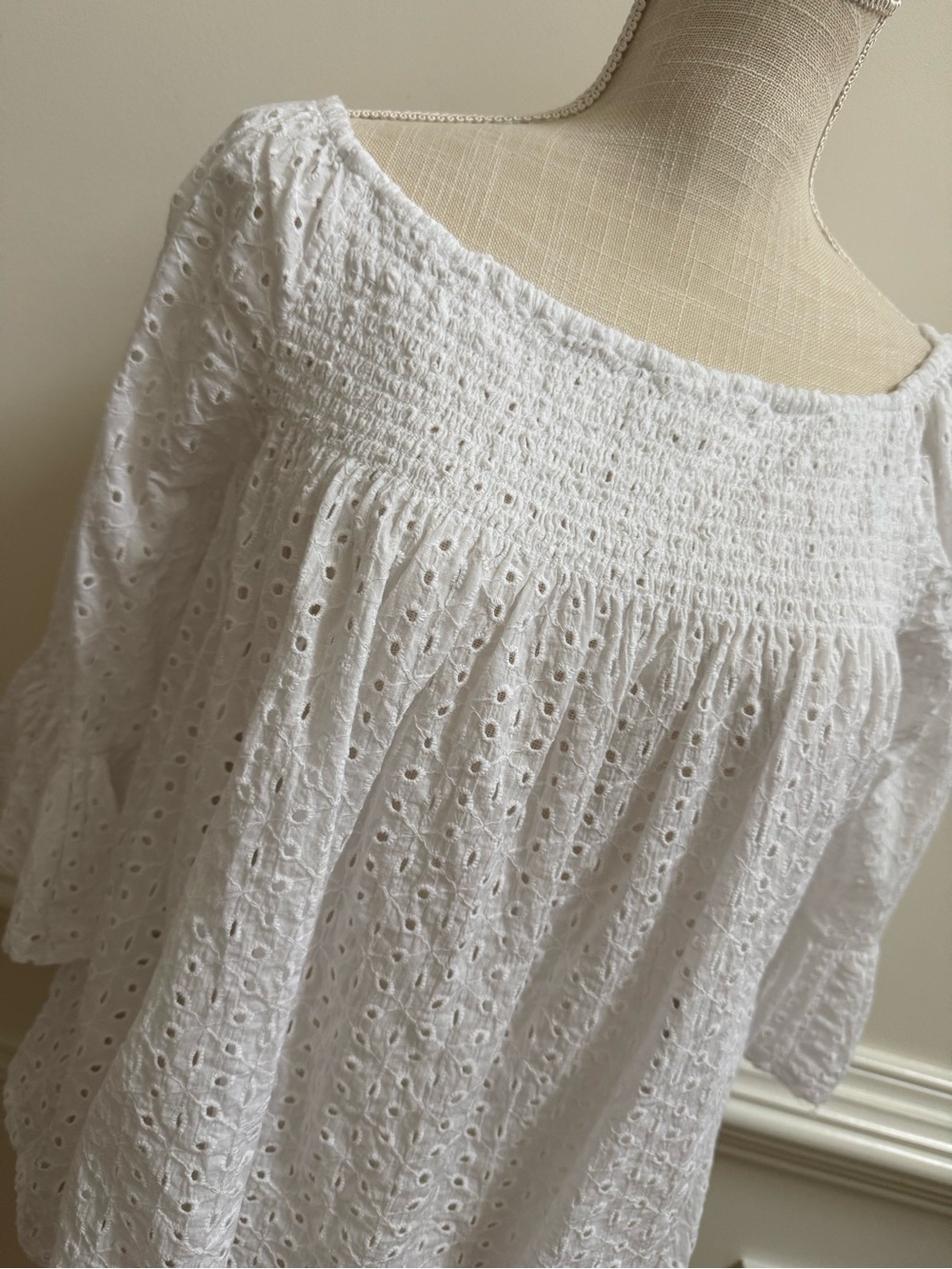 Ultra Pink White Eyelet Smocked Tunic - Picture 2 of 7